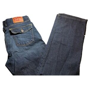 Lucky Brand Dungarees Mens Size 34 Blue By Gene Montesano Straight Leg Jeans